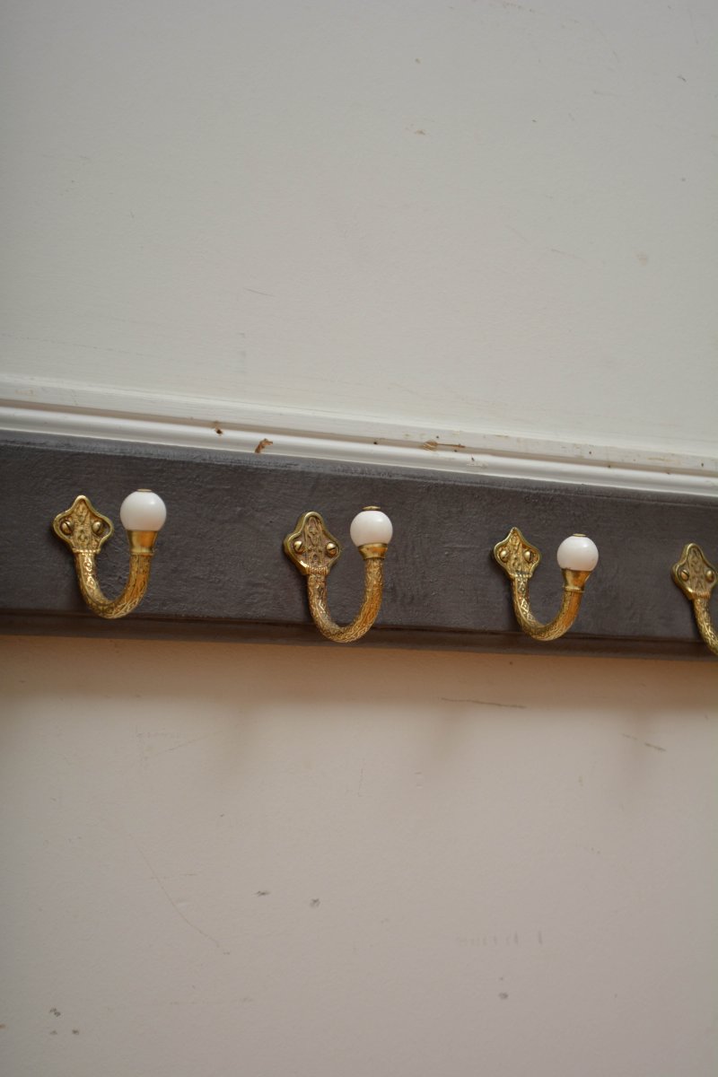 Victorian Brass Coat Hooks Coat Rack - Image 15